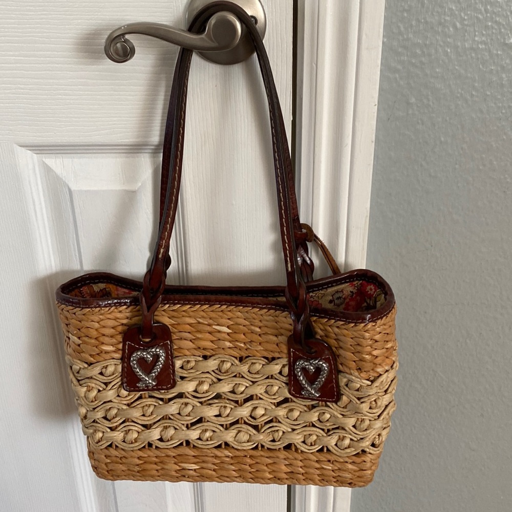 Brighton straw purse with metal hearts